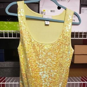 Yellow/light green color sequined tank top